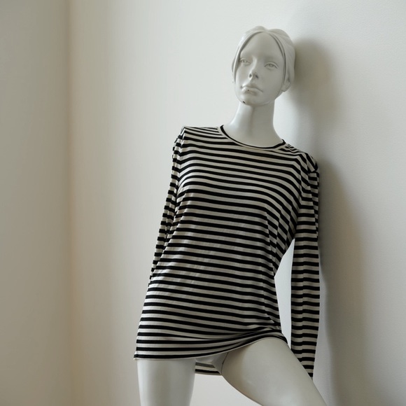 TORY BURCH Silk Stipe Blouse Long sleeve - Size Small - Picture 1 of 4